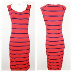 Michael Stars XS Red/Navy Blue Striped Dress